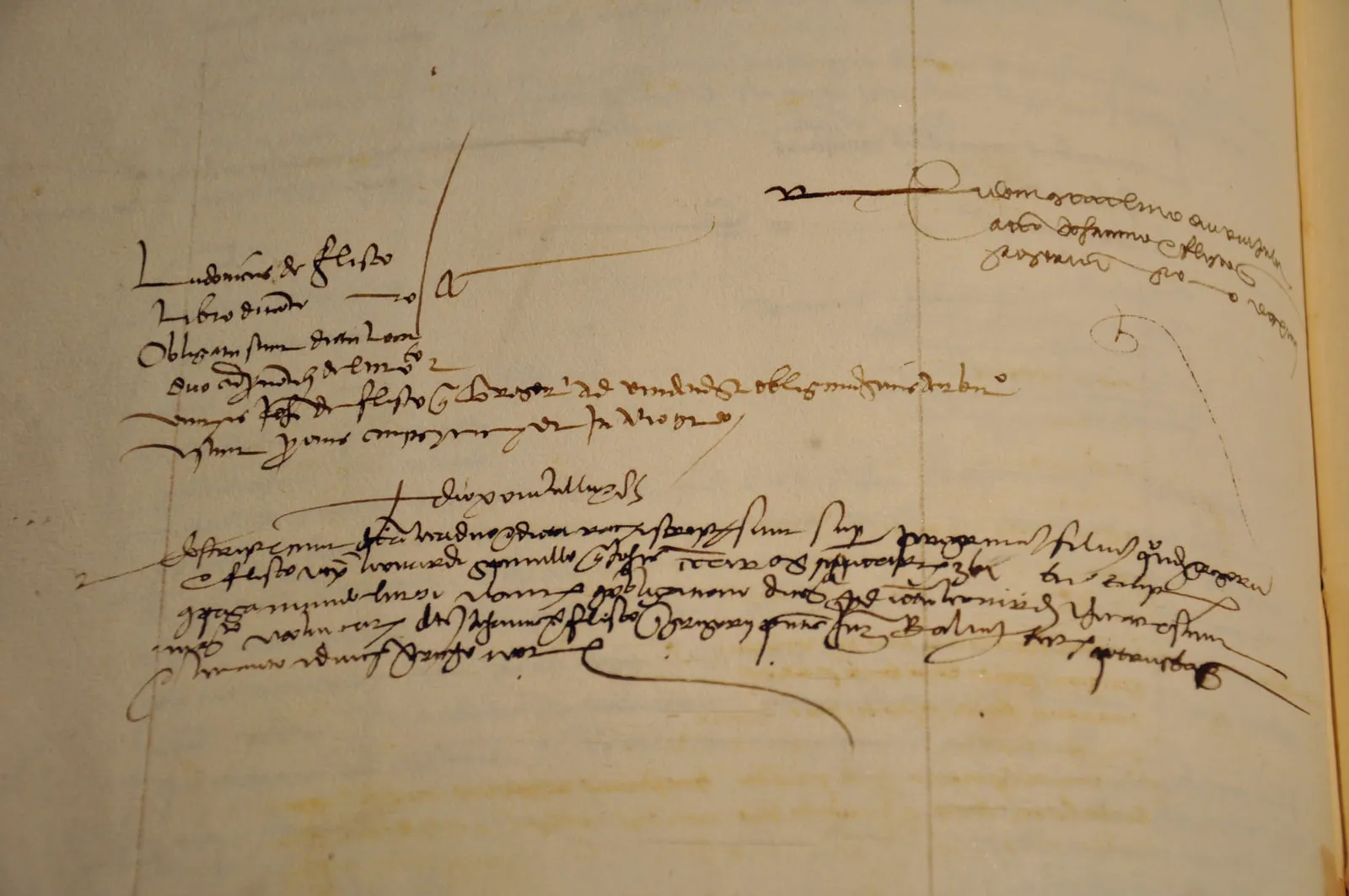 A Genoese merchant ledger of 1485, open at a page of running accounts